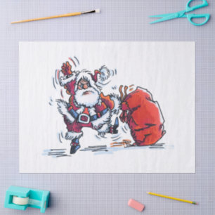 Mousseline Papier de tissu Père Noël en colère grand