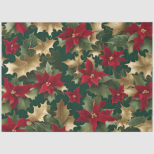 Mousseline papier de tissu poinsettias galore
