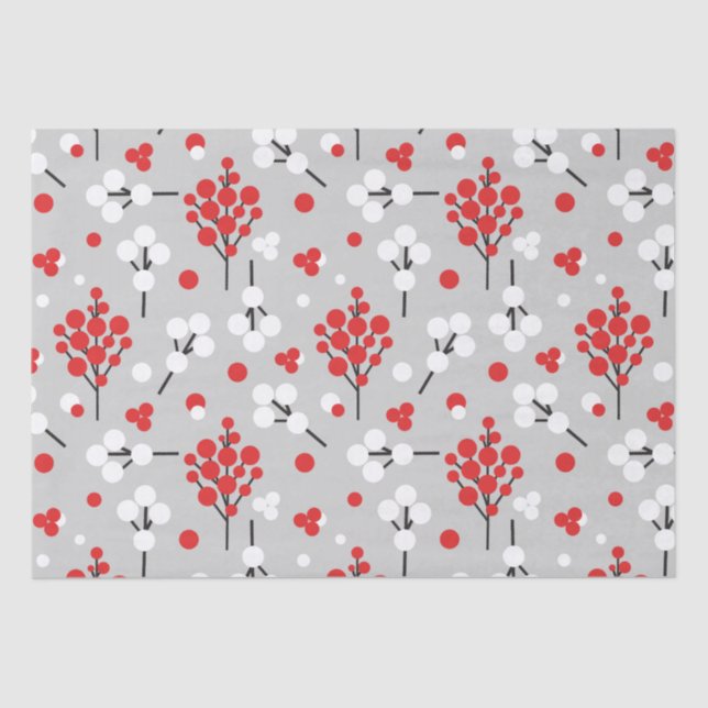 Mousseline Papier de tissu Winter Berries (Recto)