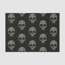 Papier de tissus avec crâne de fleurs