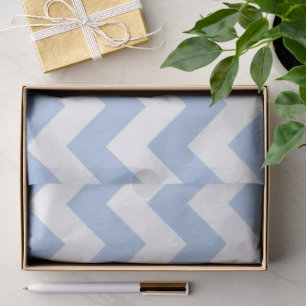Mousseline Papier de tissus bleu clair et blanc Zigzag