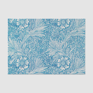 Mousseline Papier de tissus bleu ivoire William Morris Floral