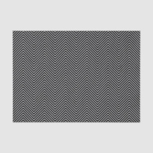 Mousseline Papier de tissus Chevron Line - Blanc sur noir