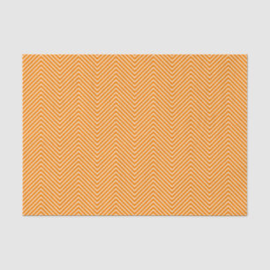 Mousseline Papier de tissus Chevron Line - Blanc sur orange