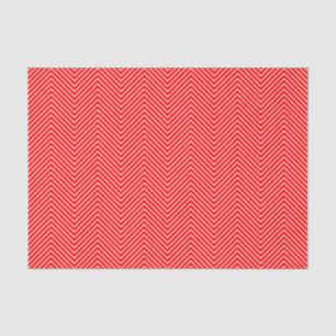 Mousseline Papier de tissus Chevron Line - Blanc sur rouge