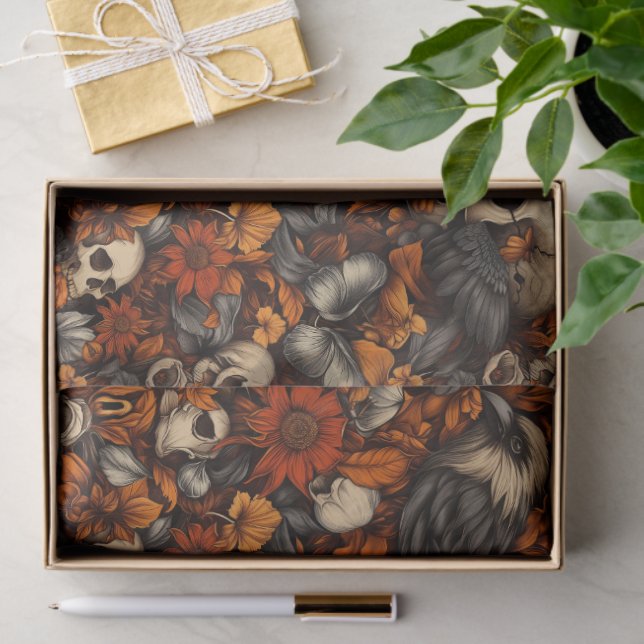 Mousseline Papier de tissus d'automne Gothique Ravens (Cadeau)