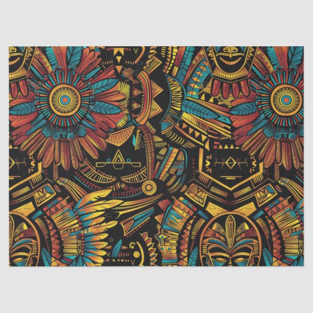 Mousseline Papier de tissus décoratif Beige "Aztec Dream" (Recto)