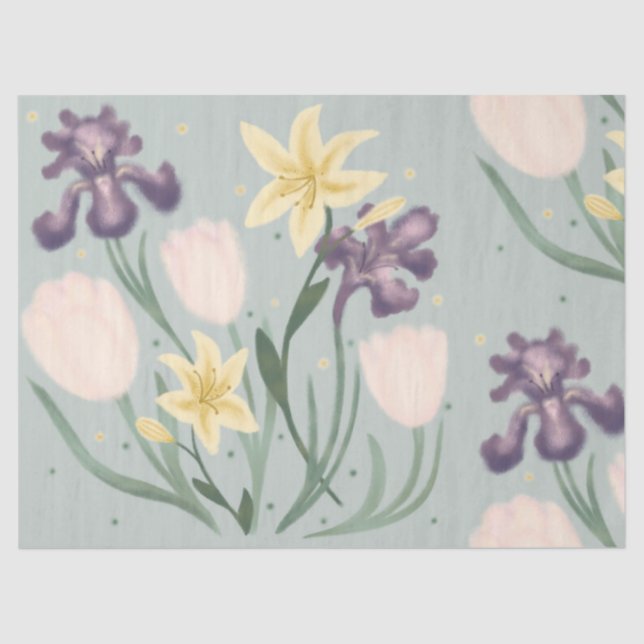 Mousseline Papier de tissus fleuri (Recto)