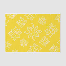 Papier de tissus floraux jaune Batik