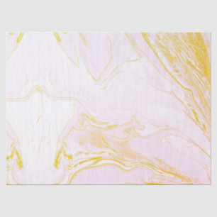 Mousseline Papier de tissus marbré rose et or