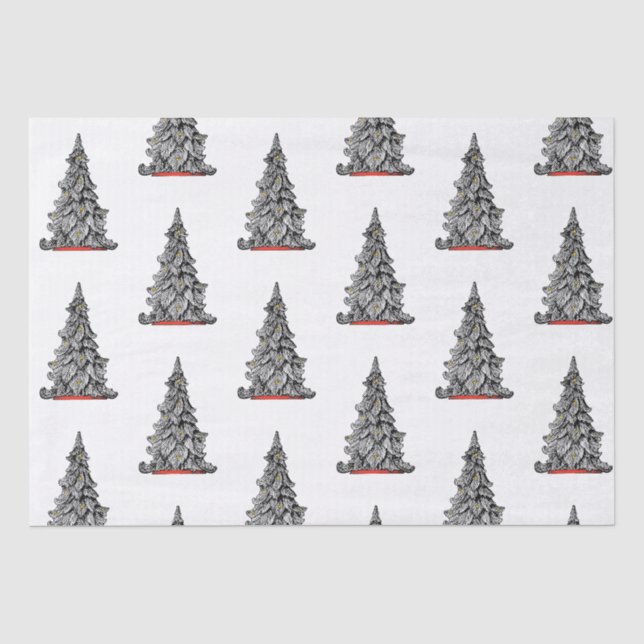 Mousseline Papier de tissus NOËL noir et blanc (Recto)