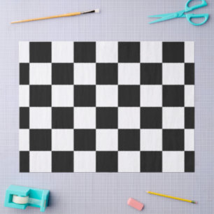 Mousseline Papier de tissus noir et blanc À damiers