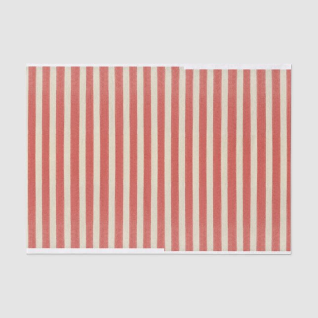 Mousseline Papier de tissus vintage rouge rayé de Noël (Recto)