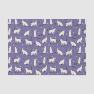 Mousseline Papier de tissus violet chats et pattes de Siamese
