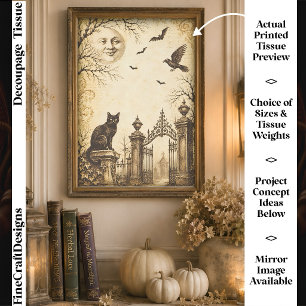 Mousseline Papier Décoratif decoupage Halloween gothique vint