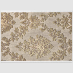 Mousseline Papier découpage à motif damassé baroque doré