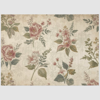 Mousseline Papier decoupage à motifs de fleurs sauvages vinta