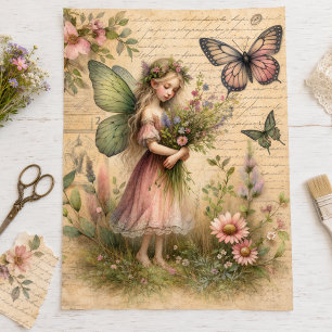 Mousseline Papier découpage éphémère floral de fée papillon v