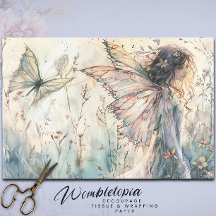 Mousseline Papier decoupage fleur et papillon de pré féerique