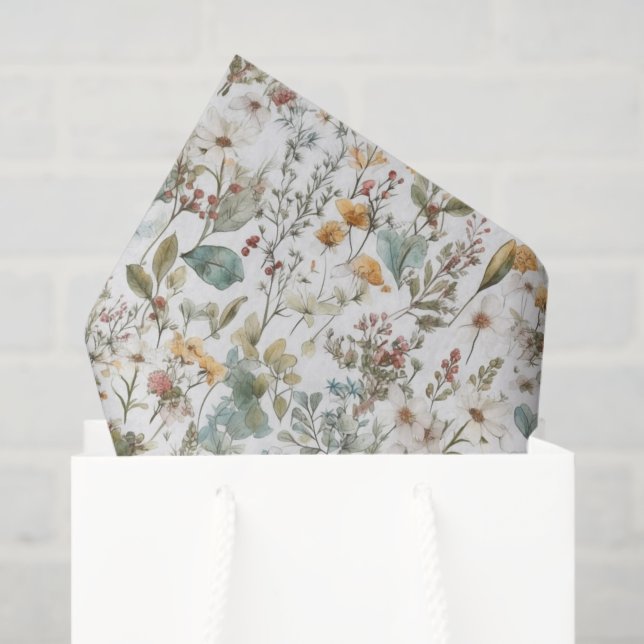 Mousseline Papier découpage fleurs sauvages, Floral automnal (Sac cadeau)