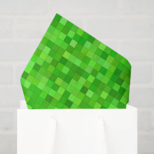 Mousseline Papier découpage pixels verts, style bloc de jeu