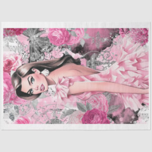 Mousseline Papier découpage rose et noir Shabby Glam Girl
