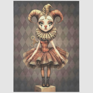 Mousseline Papier Découpé Clown Mélancolique 