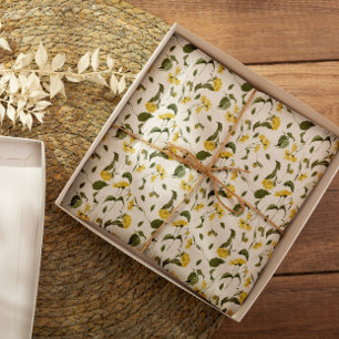 Mousseline Papier d'emballage fleur sauvage jaune délicat