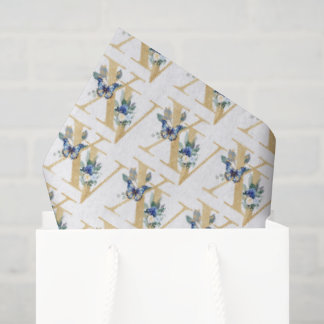 Mousseline Papier d'emballage Quinceañera Papillon Bleu Or