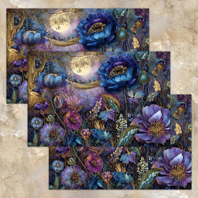 MOUSSELINE PAPIER EN TISSU DÉCOUPAGE DU JARDIN DE MINUIT ENCH (ENCHANTED MIDNIGHT GARDEN DECOUPAGE TISSUE PAPER)