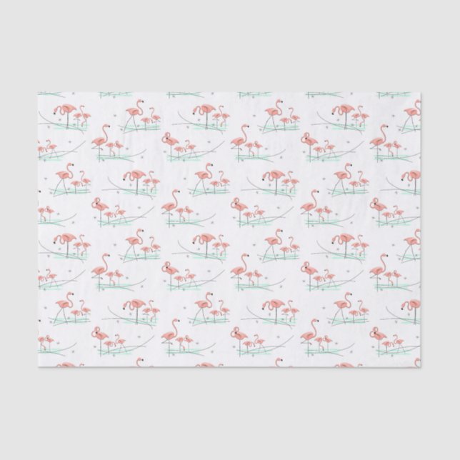 Mousseline Papier Flamant rose Ocean Multi tissu (Recto)