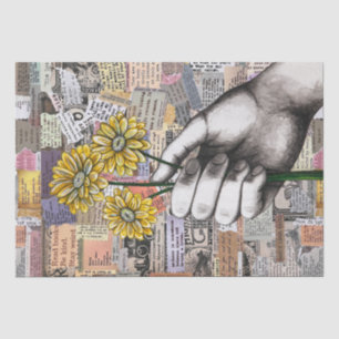Mousseline Papier floral Collage de support mixte Papier de t