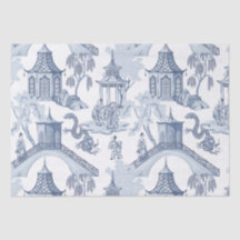 Papier Motif chinois bleu et blanc