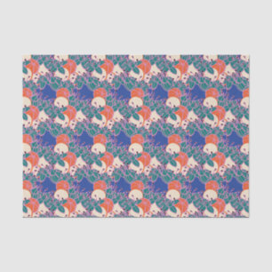 Mousseline papier motif moderne feuille, bourgeon et fleur