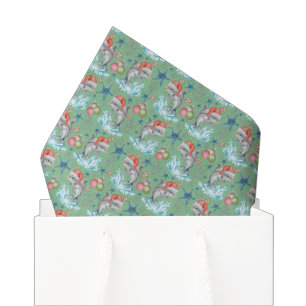 Mousseline Papier mouchoir de Noël dauphin en vert