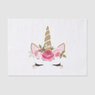 Mousseline Papier mouchoir Licorne Or Rose Floral Mignon Bran