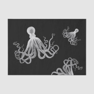 Mousseline Papier noir octopique blanc