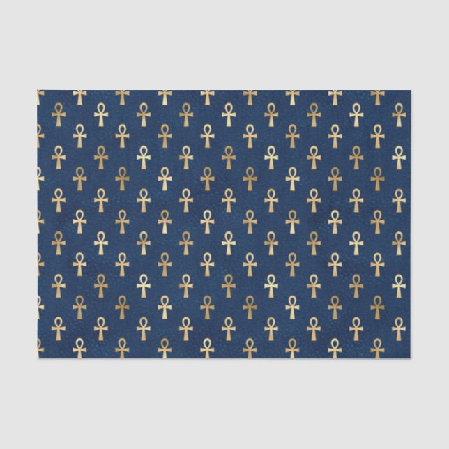 Mousseline Papier papier Tissu bleu égyptien Ankh | Enveloppe (Recto)