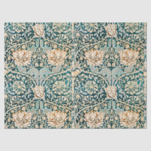 Mousseline Papier peint floral Morris Teal Blue Honeysuckle