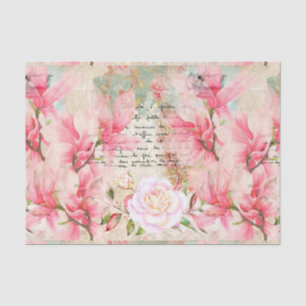 Mousseline Papier peint vintage Floral Lettres manuscrites