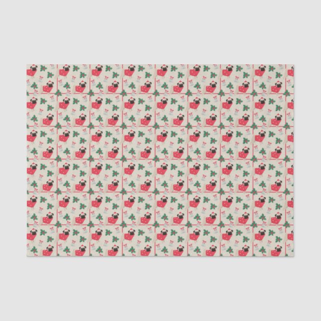 Mousseline Papier Puggy Christmas (Recto)
