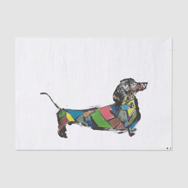 Mousseline Papier Tissu avec Dachshund (Recto)
