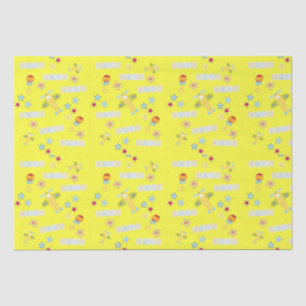 Mousseline Papier Tissu Bébé avion Jaune