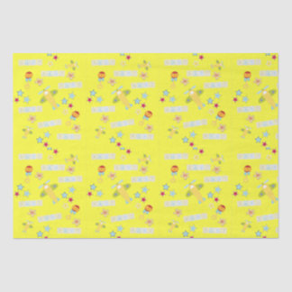 Mousseline Papier Tissu Bébé avion Jaune