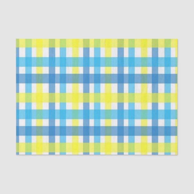Mousseline Papier Tissu bleu jaune Plat (Recto)