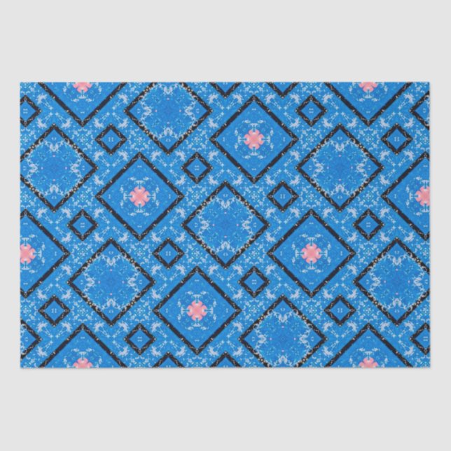 Mousseline Papier Tissu Bleu Noir Perdu (Recto)