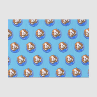 Mousseline Papier Tissu bleu Piggy Booboo