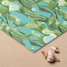 Papier Tissu Bulles d'Océan Herbe Marine Verte