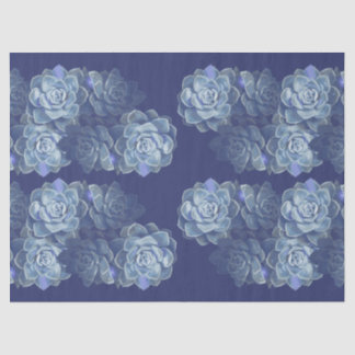 Mousseline Papier Tissu Cactus Bleu