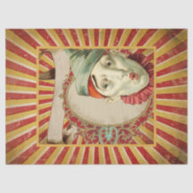 Papier Tissu Clown Cirque vintage